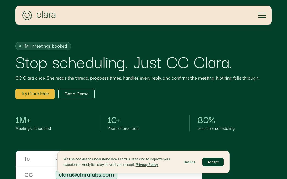 Clara Labs website preview
