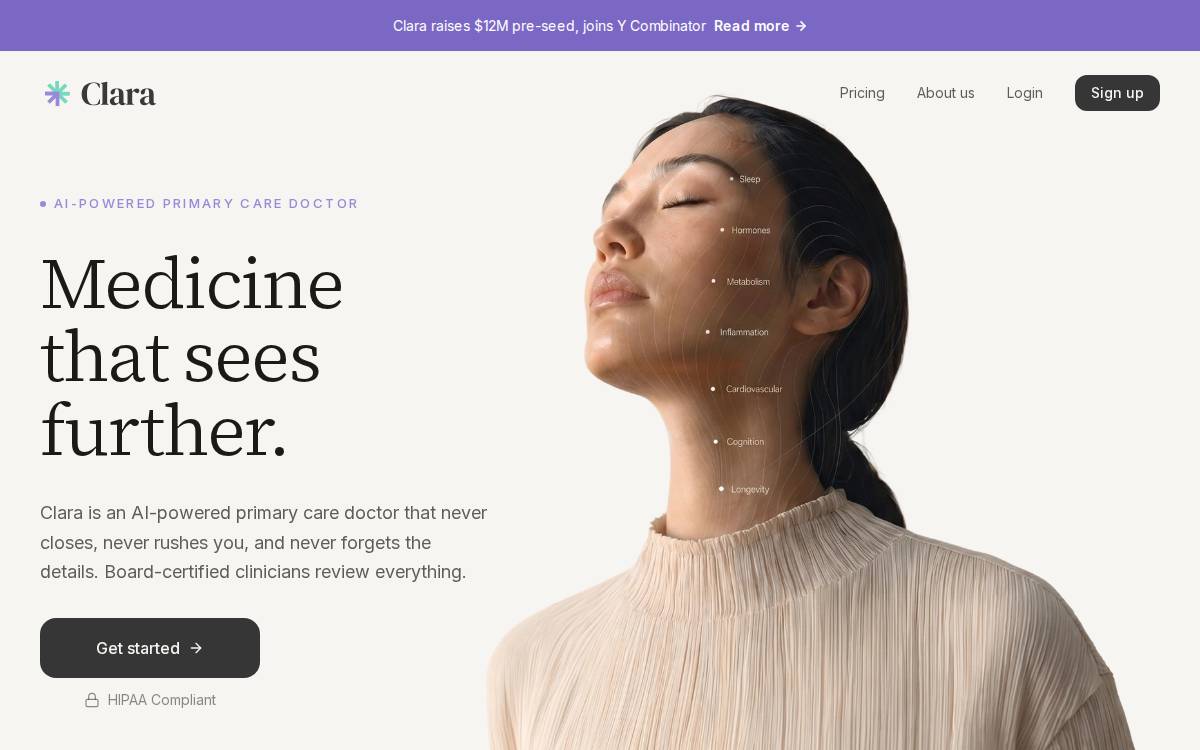 Clara website preview