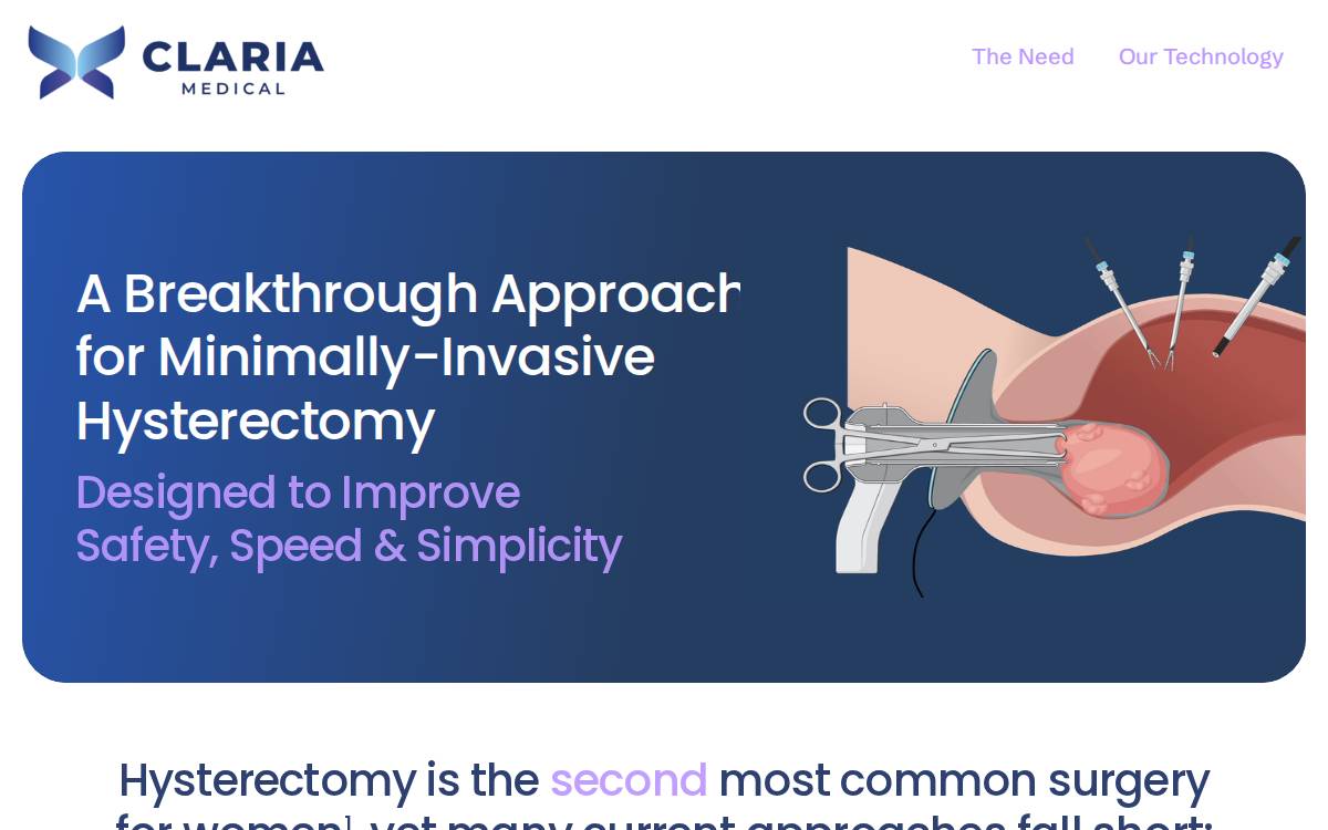 Claria Medical website preview