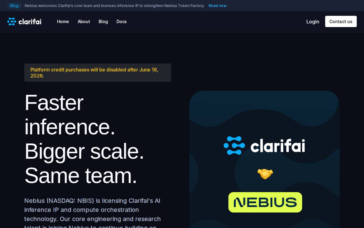 Clarifai website preview