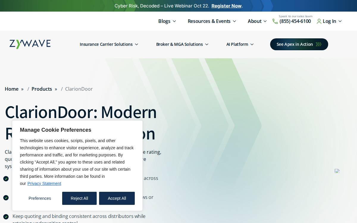 Clariondoor website preview