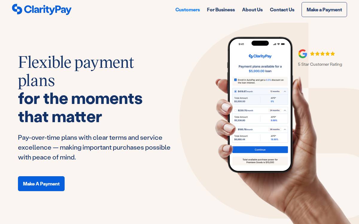 ClarityPay website preview