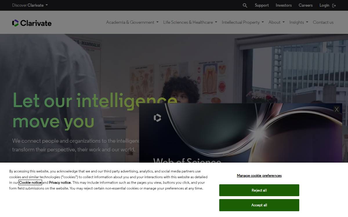 Clarivate website preview