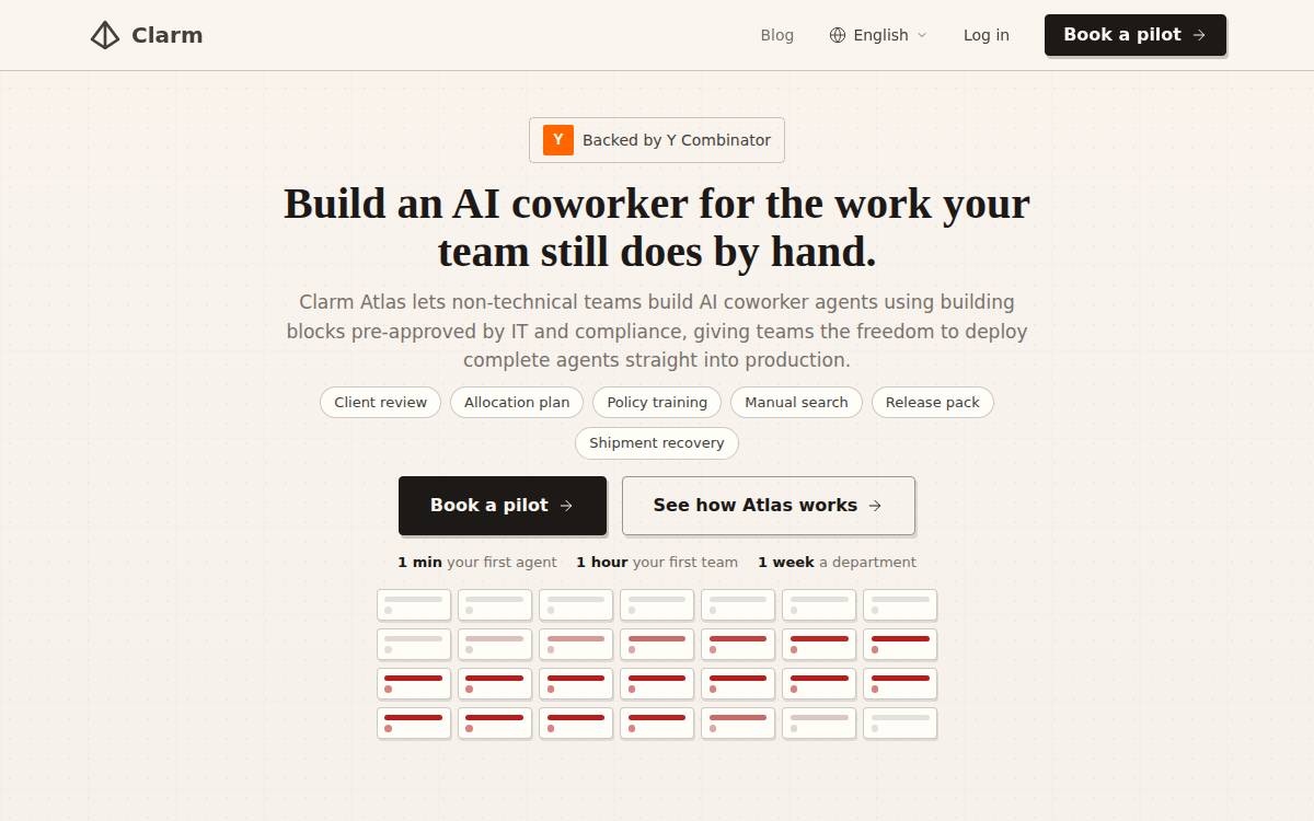 Clarm website preview
