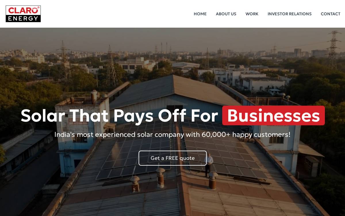Claro Energy website preview