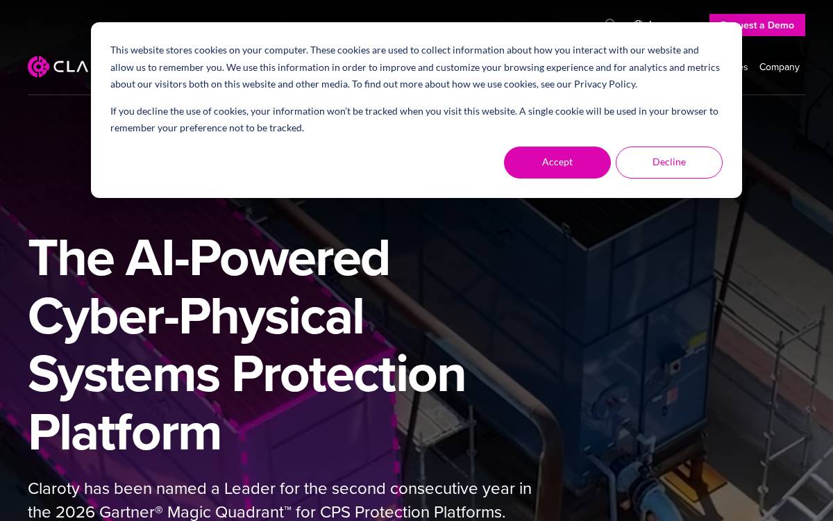 Claroty website preview