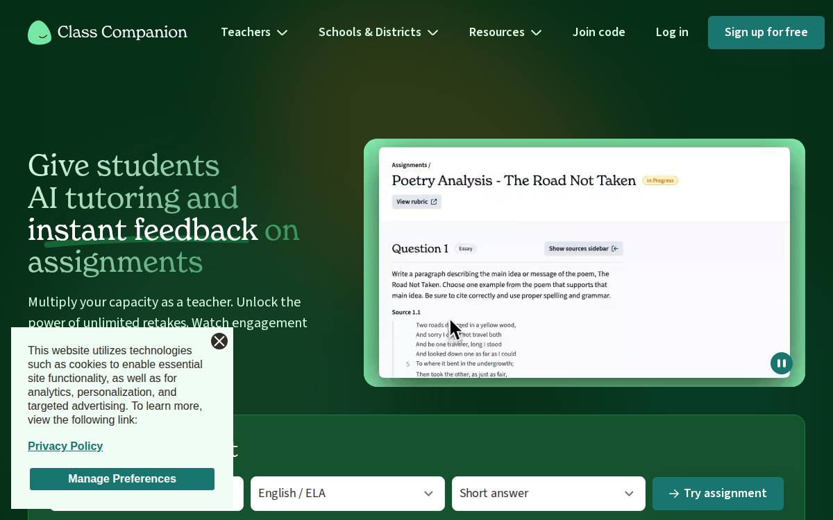 Class Companion website preview