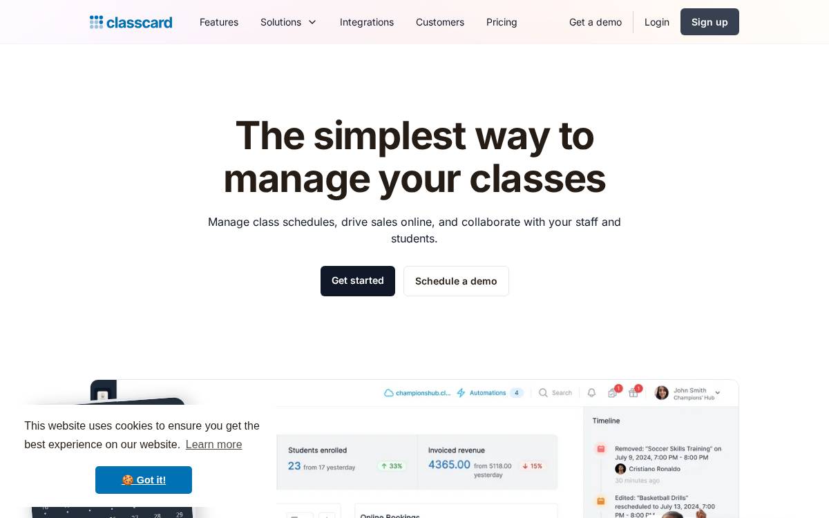 Classcard website preview
