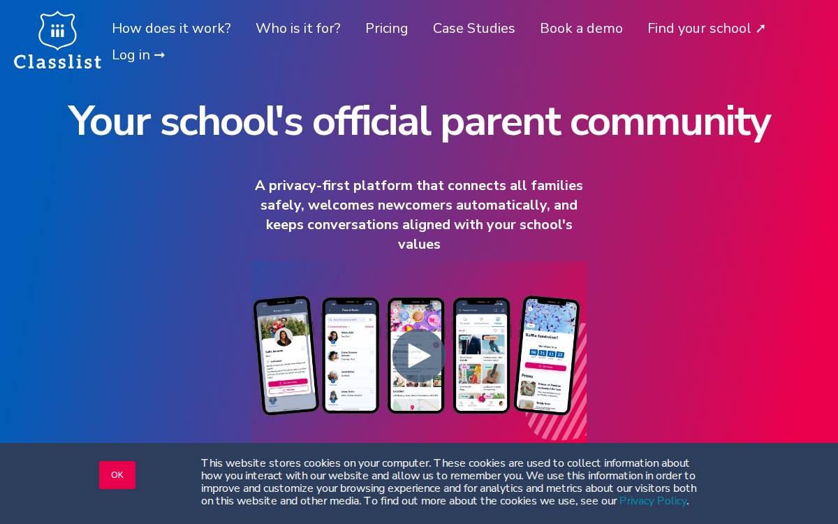 Classlist website preview