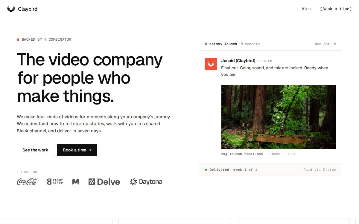 Claybird website preview