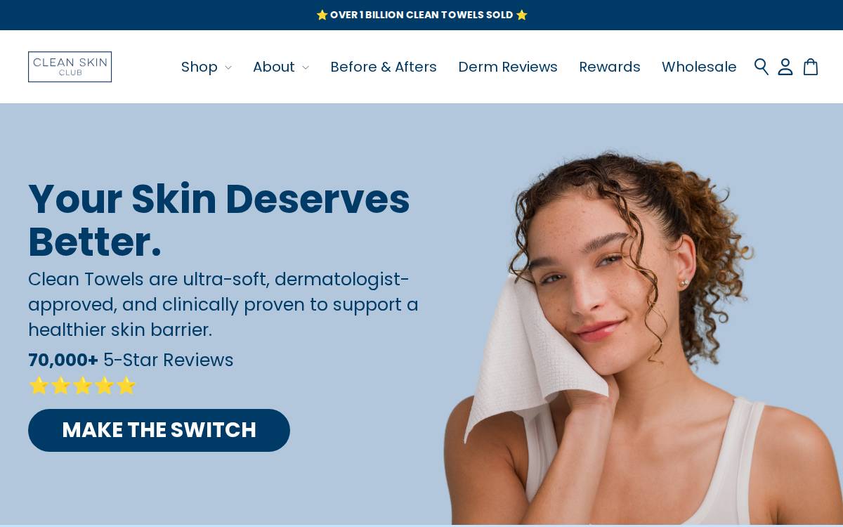 Clean Skin Club website preview