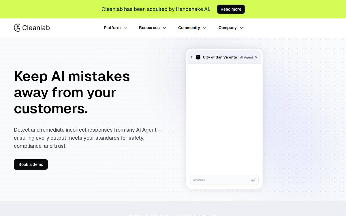 Cleanlab website preview