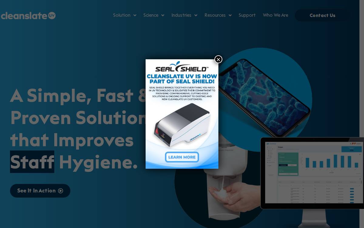 CleanSlate UV website preview
