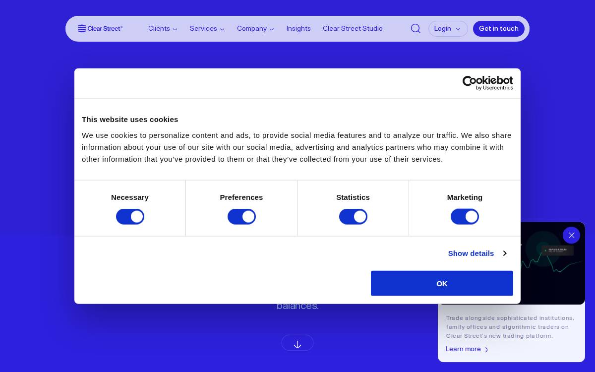 Clear Street website preview