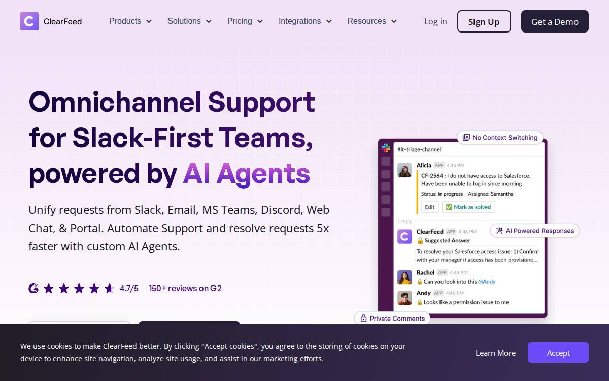 ClearFeed website preview