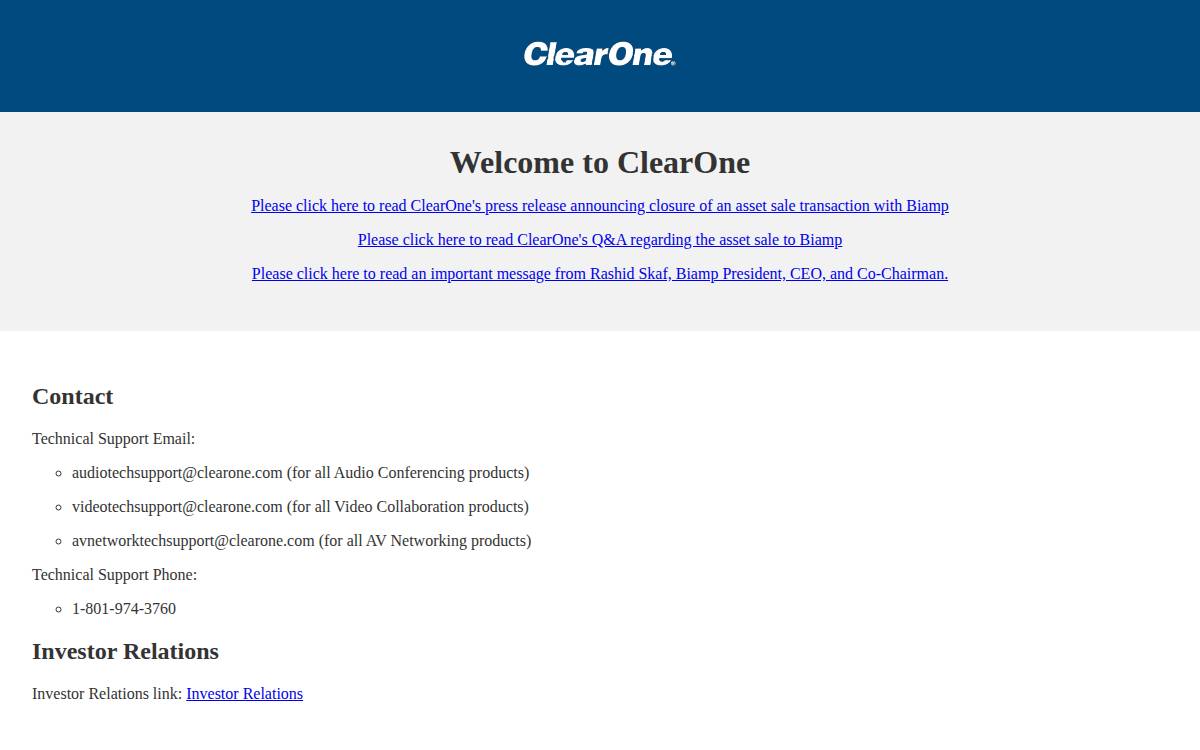 Clearone website preview