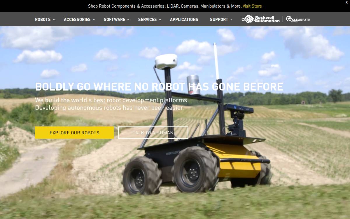 Clearpath Robotics website preview