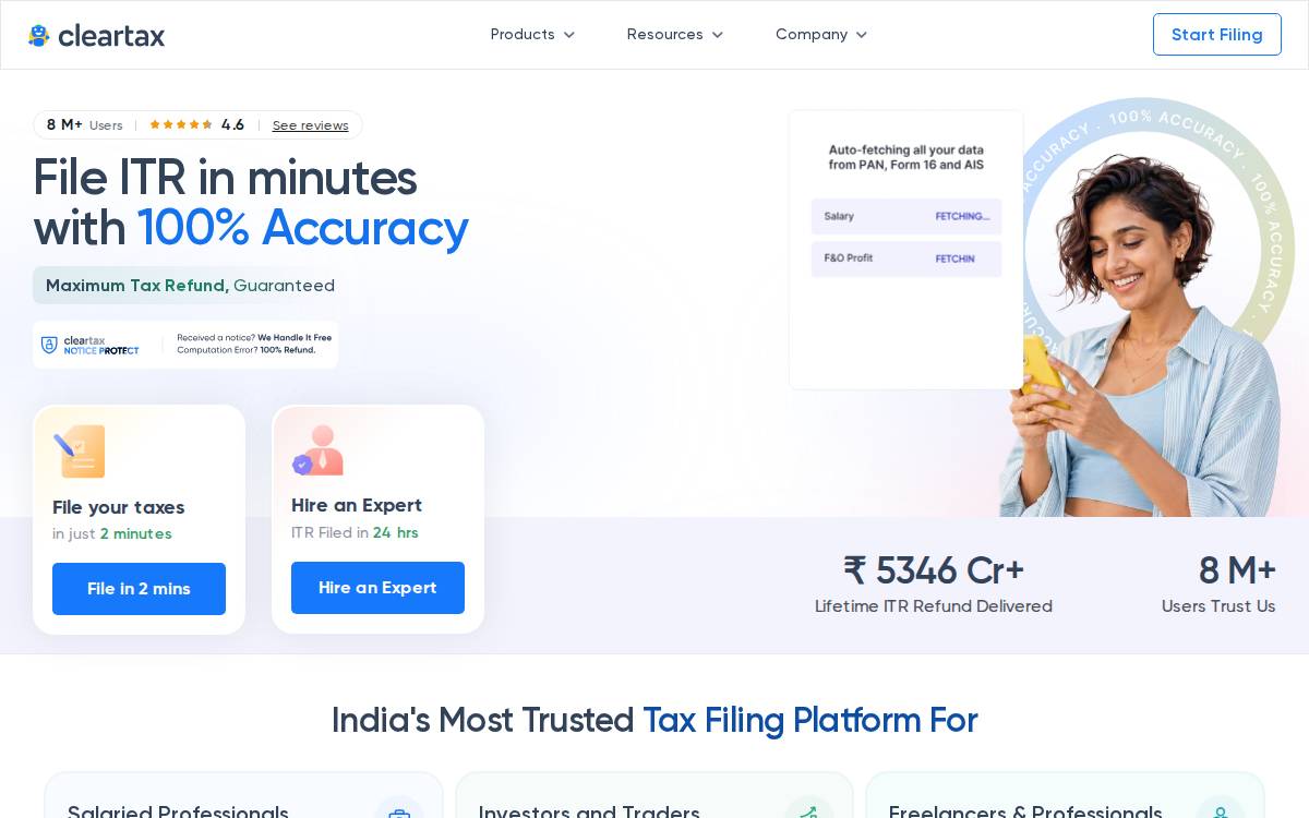 ClearTax website preview