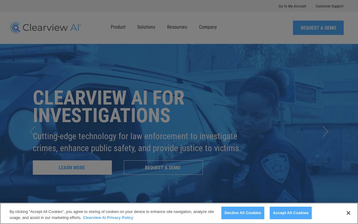 Clearview AI website preview