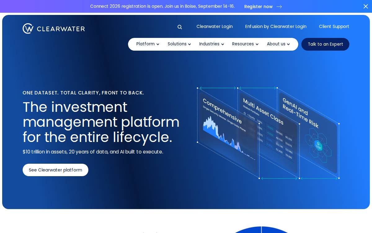 Clearwater Analytics website preview