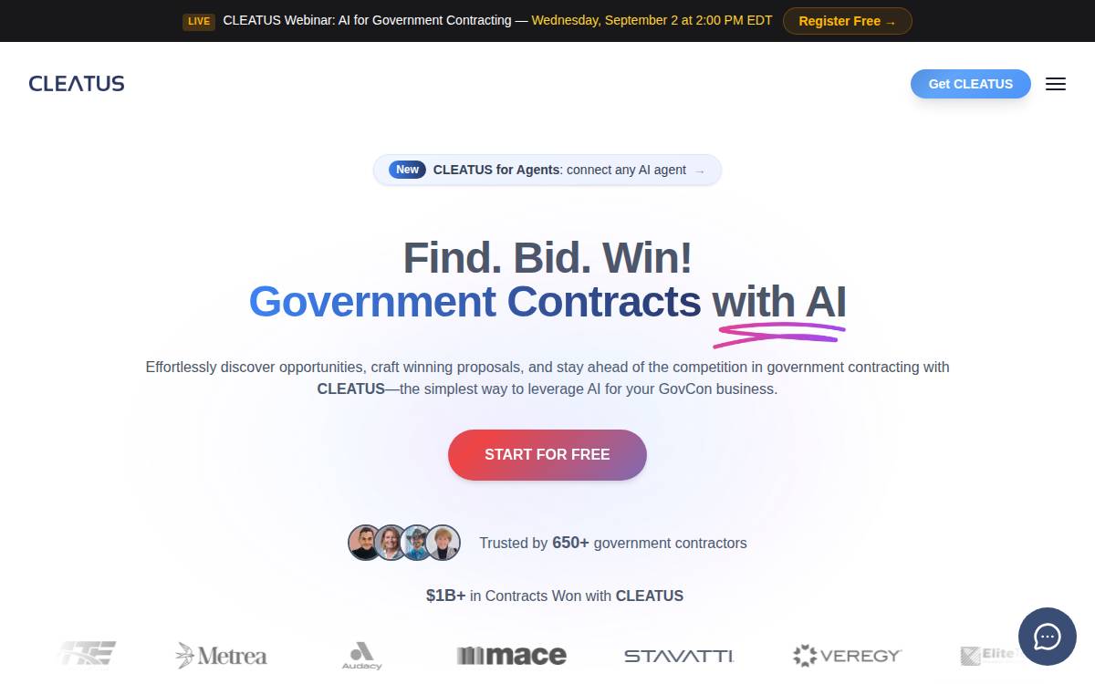 CLEATUS website preview