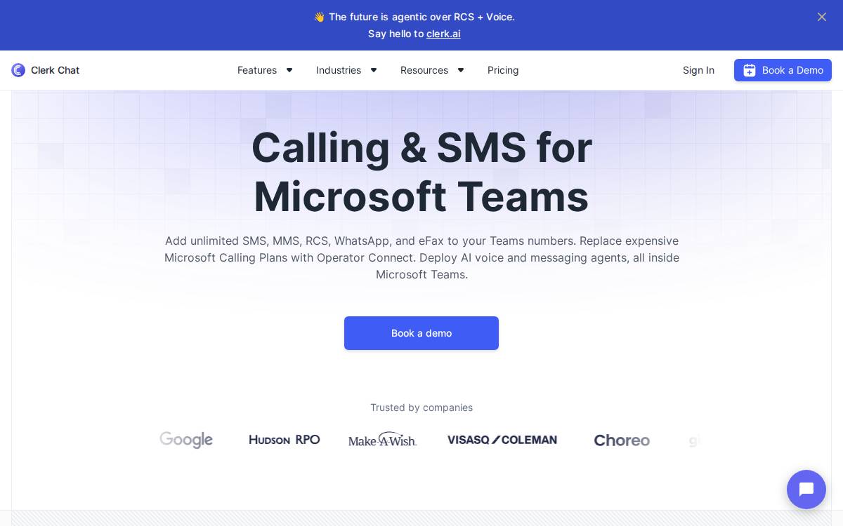 Clerk Chat website preview