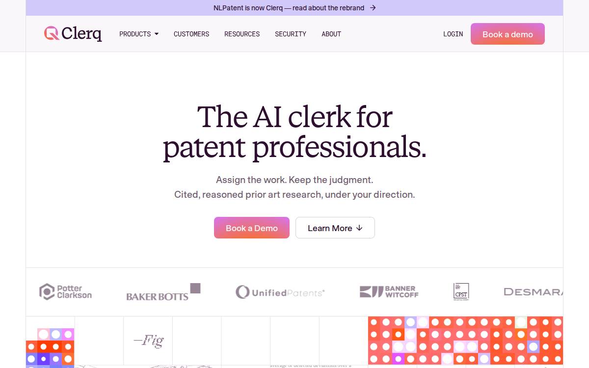 Clerq website preview