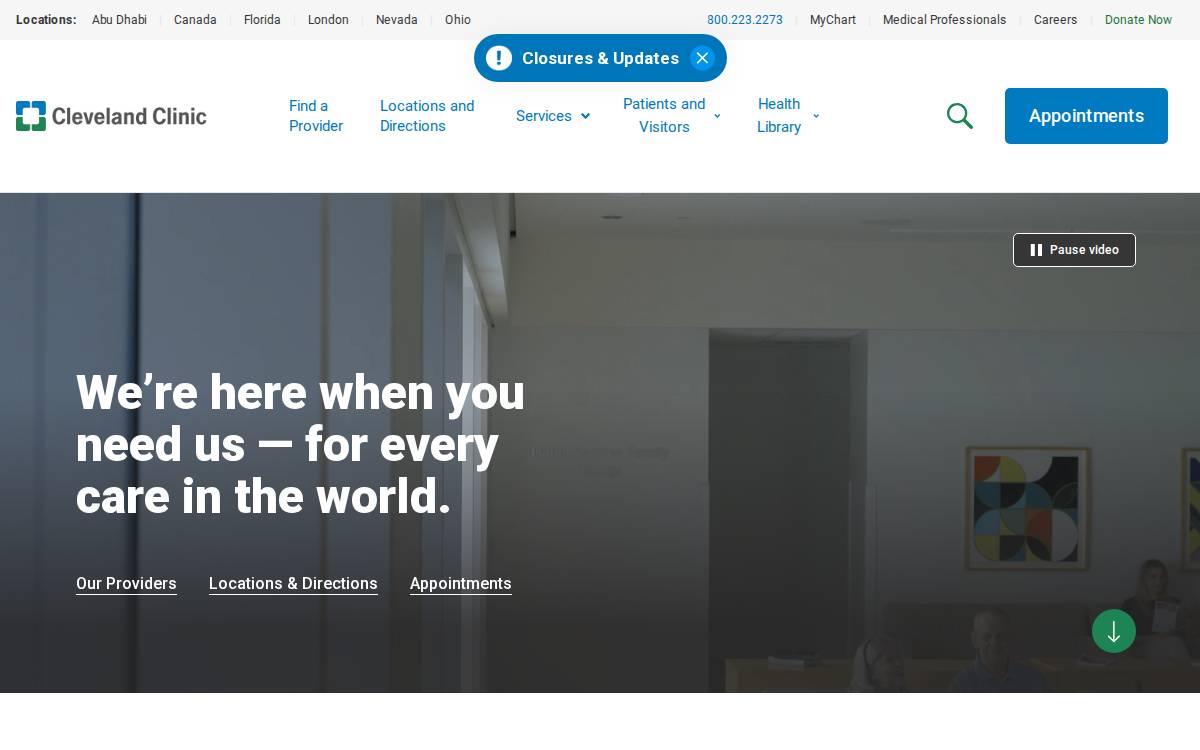 Cleveland Clinic, 2022 website preview