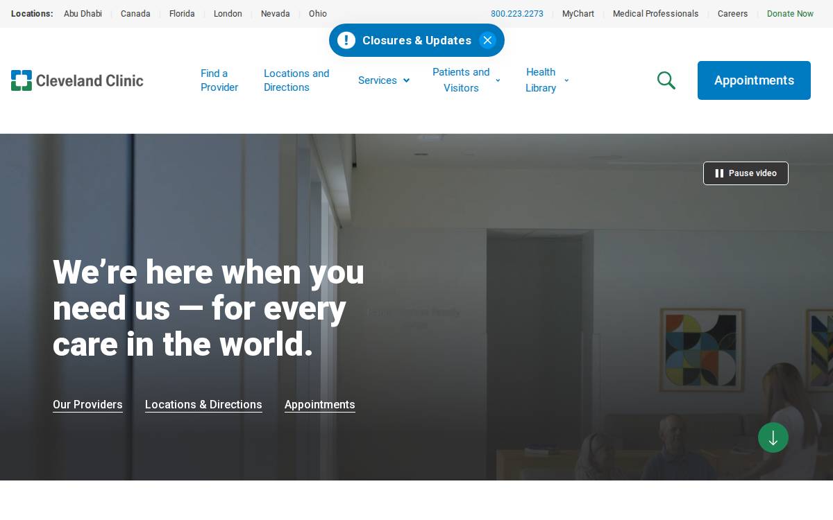 Cleveland Clinic website preview