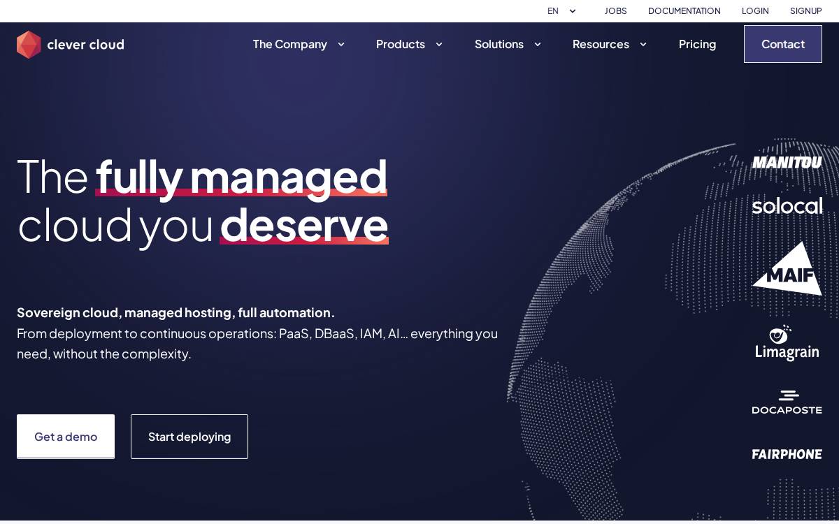 Clever Cloud website preview