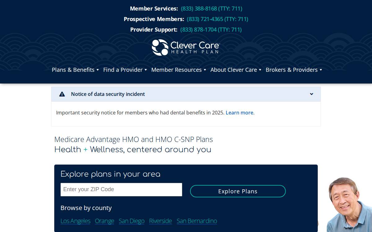 Clever Care Health Plan website preview