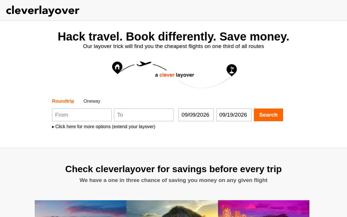 Cleverlayover website preview