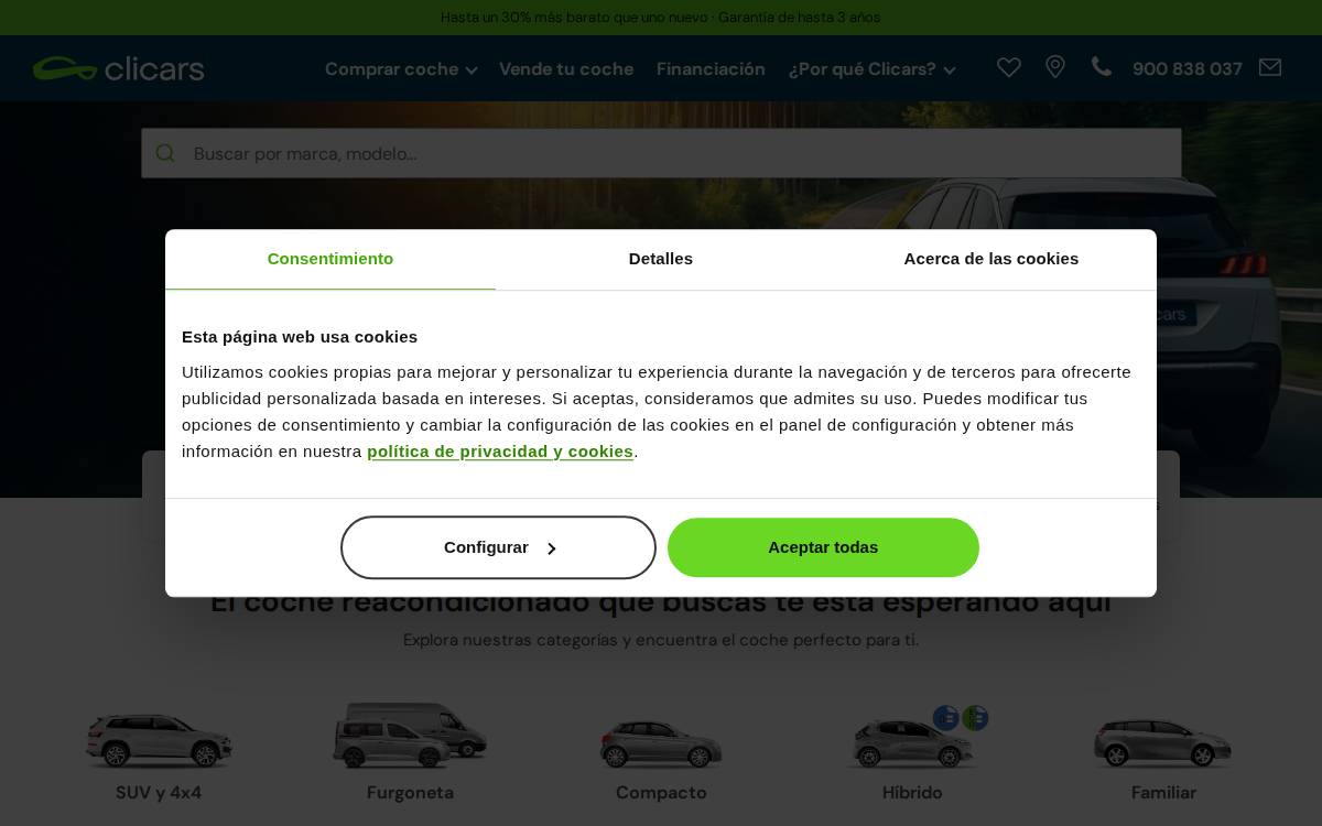 Clicars website preview