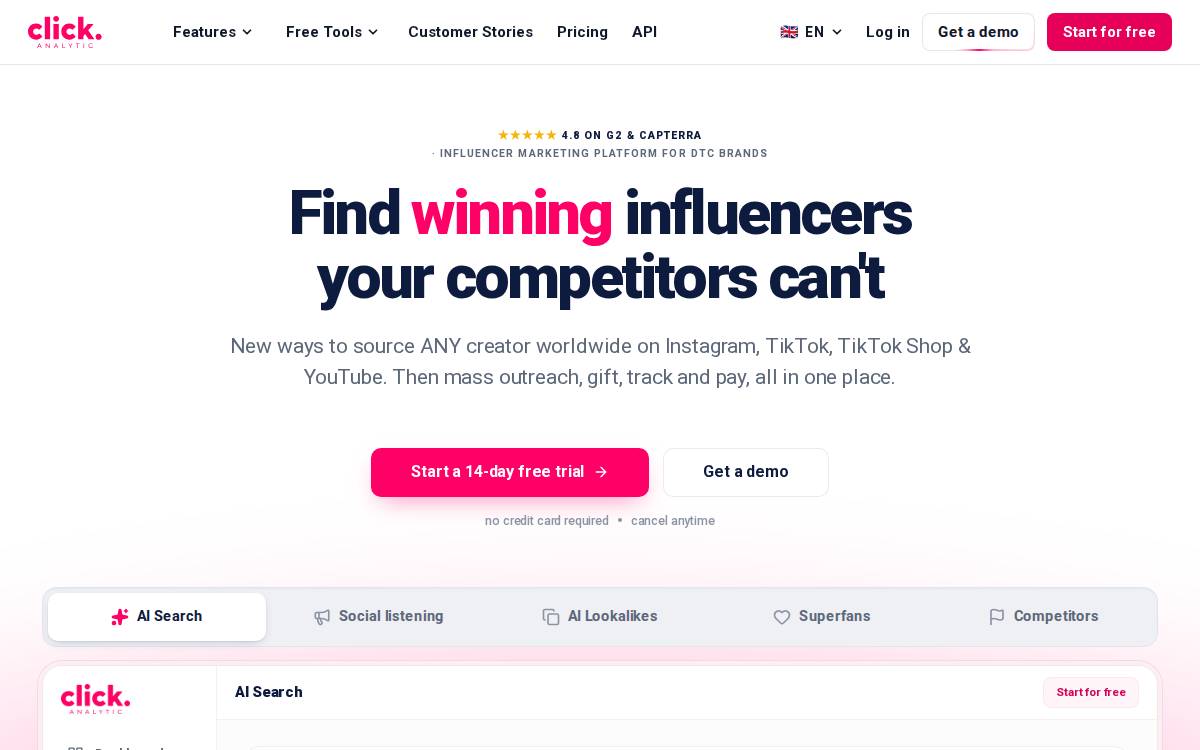Clickanalytic website preview