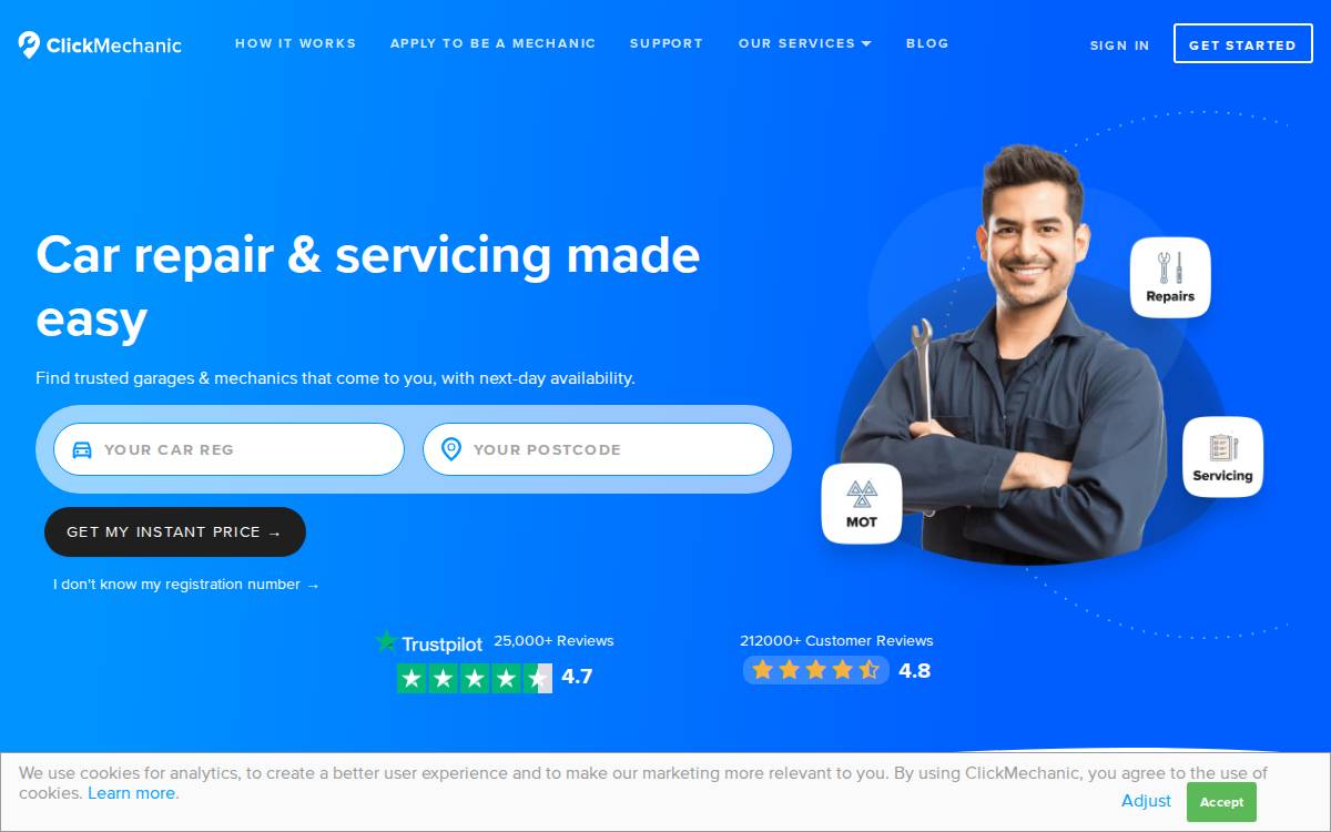 Clickmechanic website preview