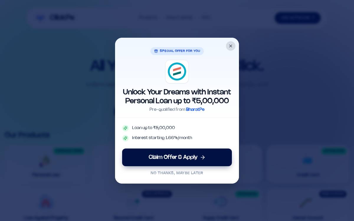 ClickPe website preview