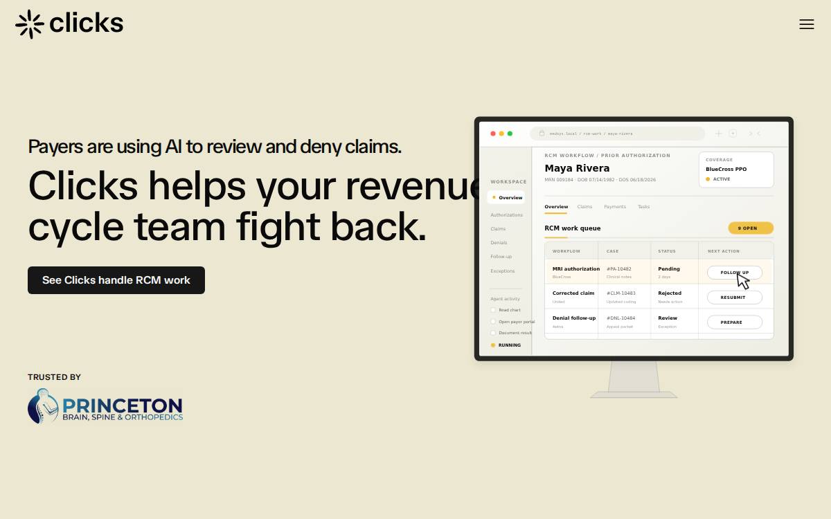 Clicks Health website preview