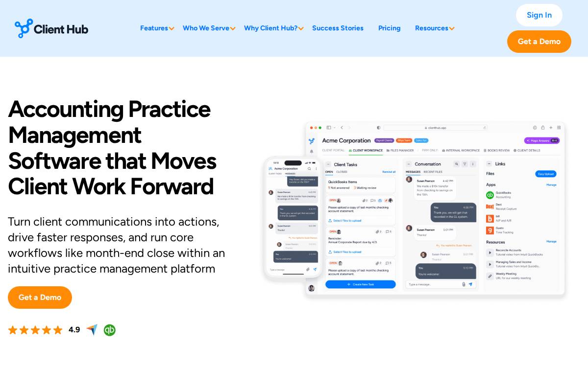 Client Hub website preview