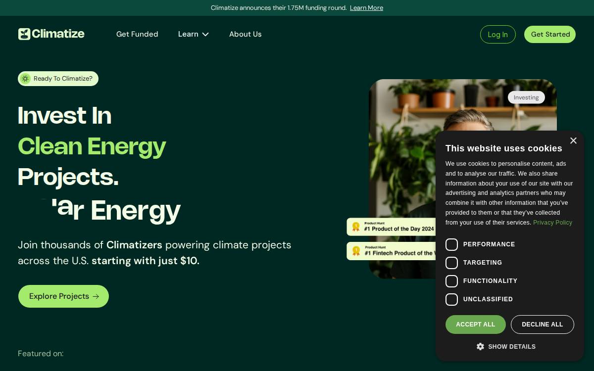Climatize website preview