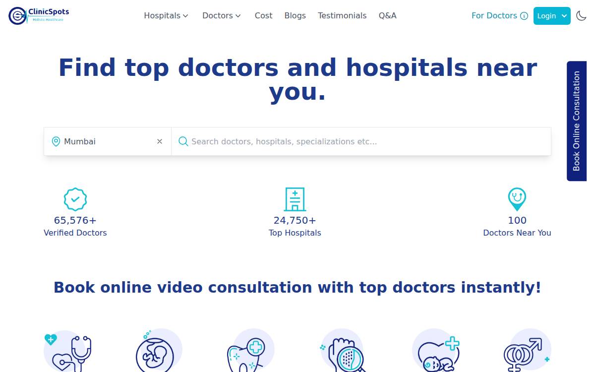 Clinicspots website preview