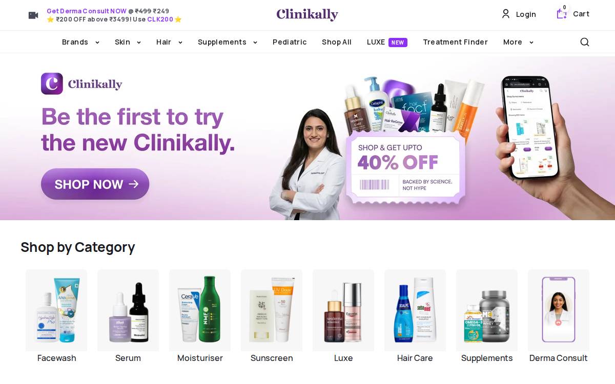 Clinikally website preview