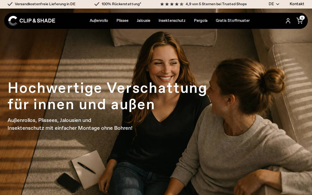 CLIP'N'SHADE website preview