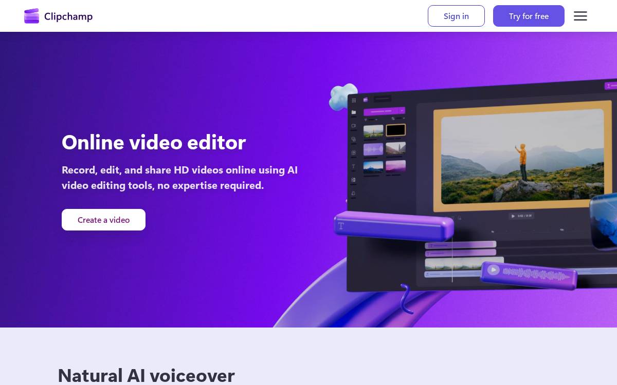 Clipchamp website preview