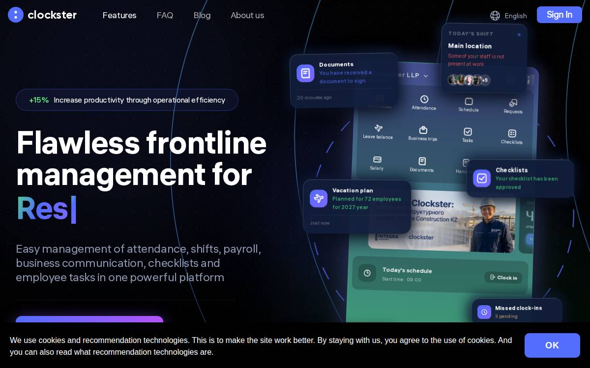 Clockster website preview
