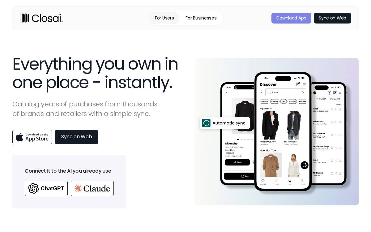 Closai website preview
