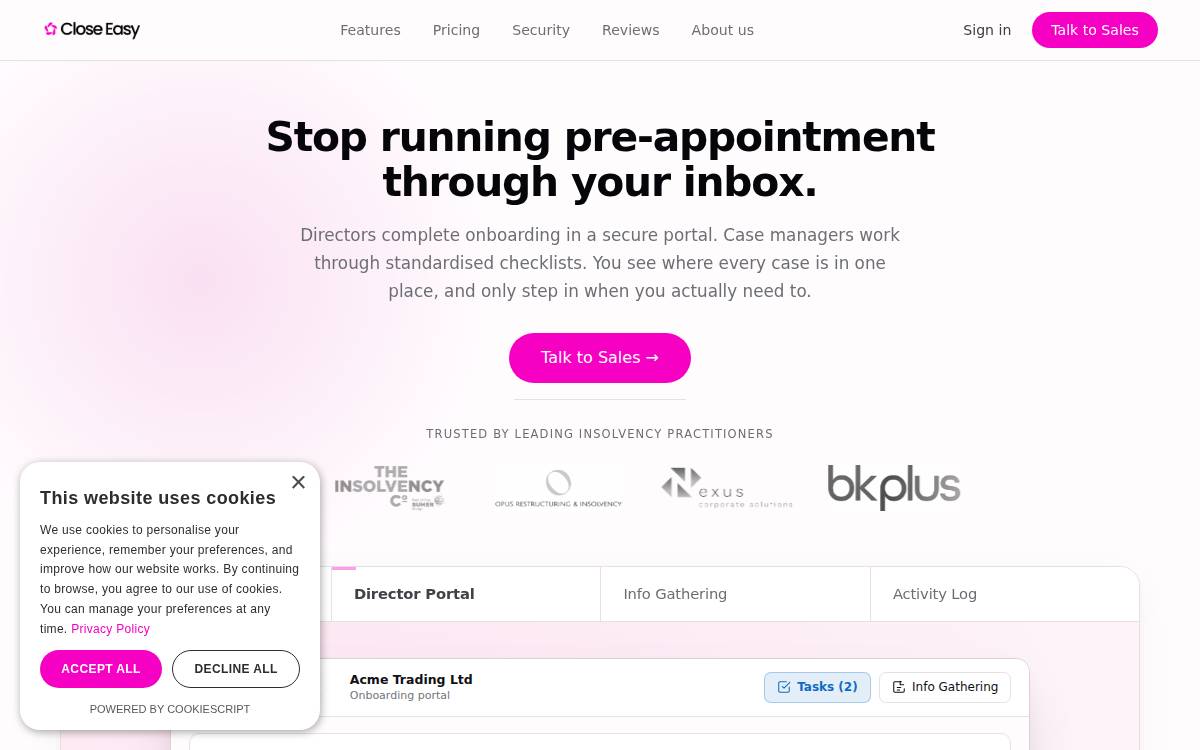 Close Easy website preview