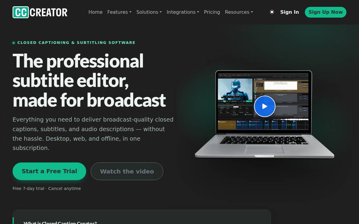 Closed Caption Creator Website website preview