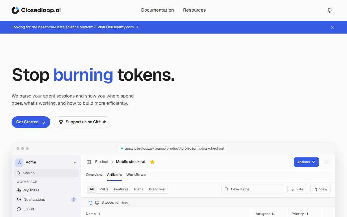 ClosedLoop website preview