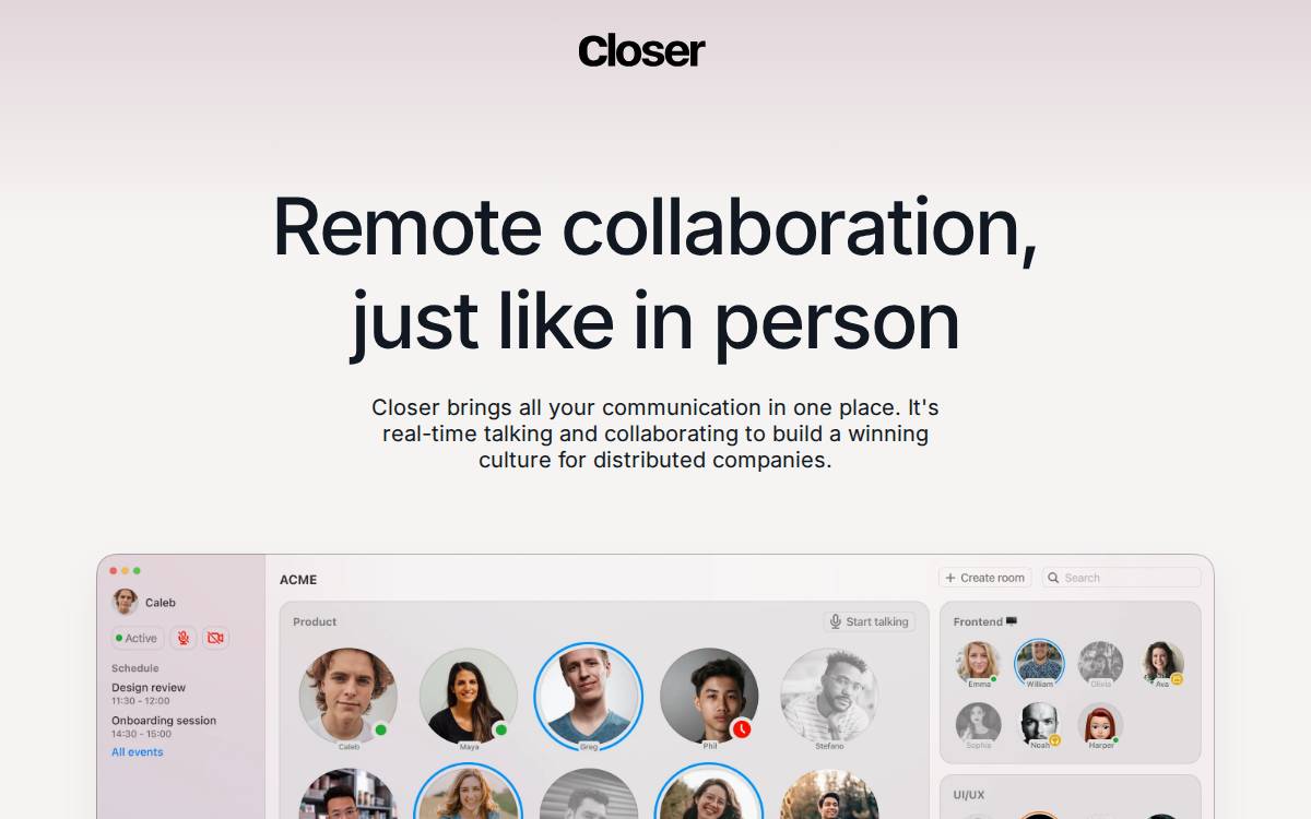 Closer Technologies website preview