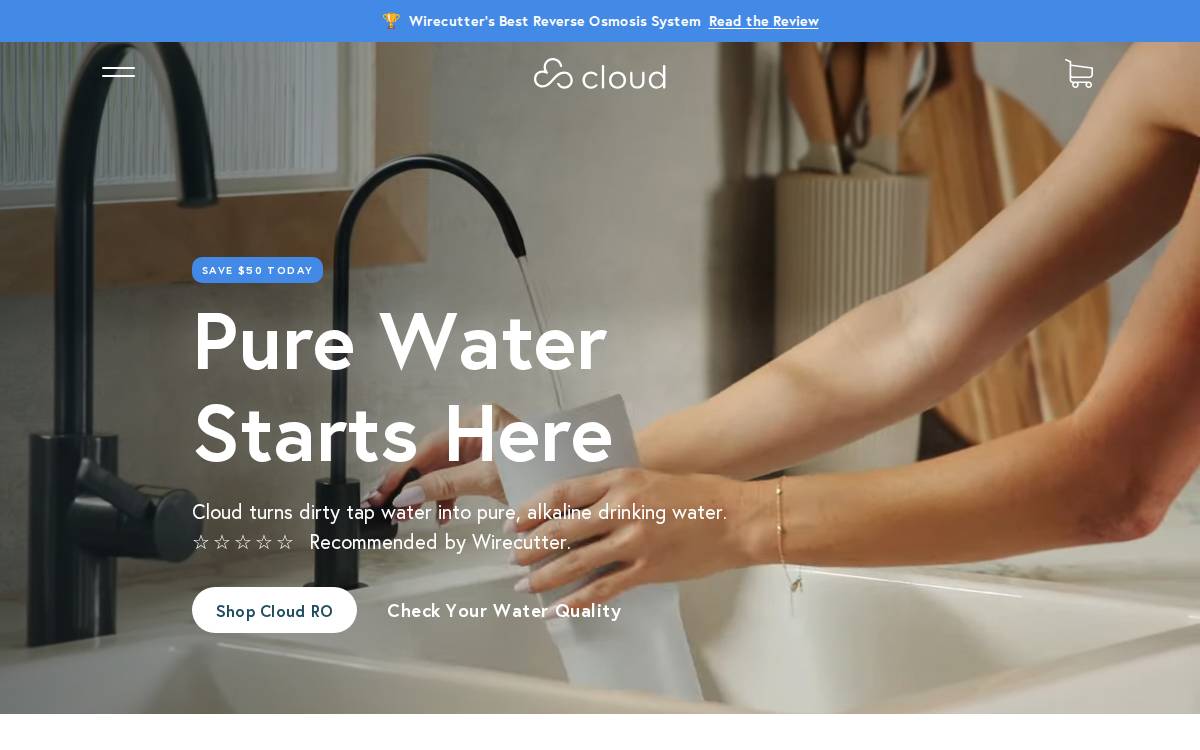 Cloud Water Filters website preview